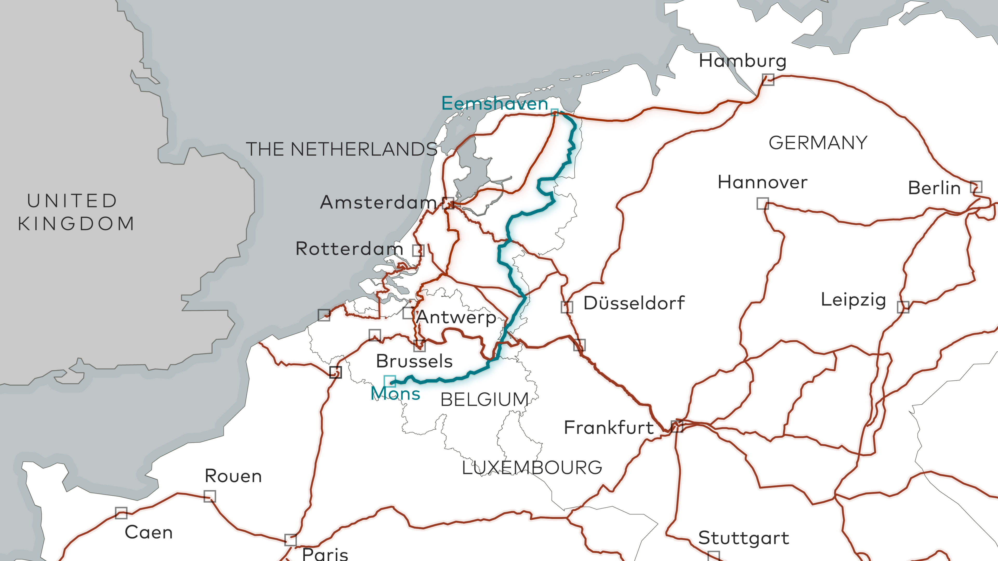 Eurofiber route Eemshaven - Mons