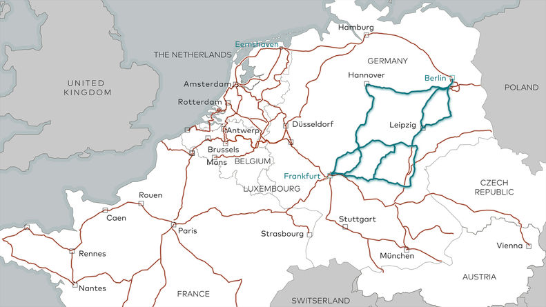 Eurofiber route Frankfurt - Berlin