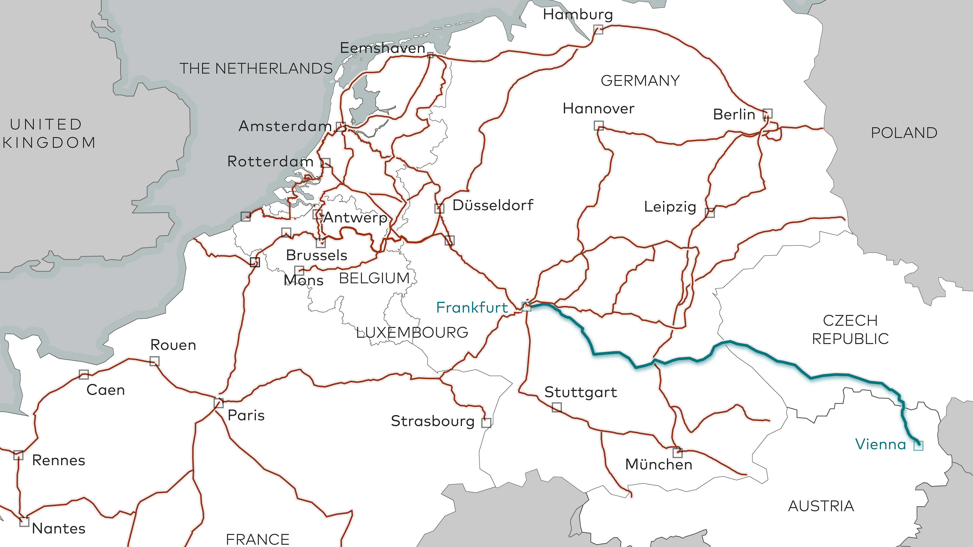 Eurofiber route Frankfurt - Vienna