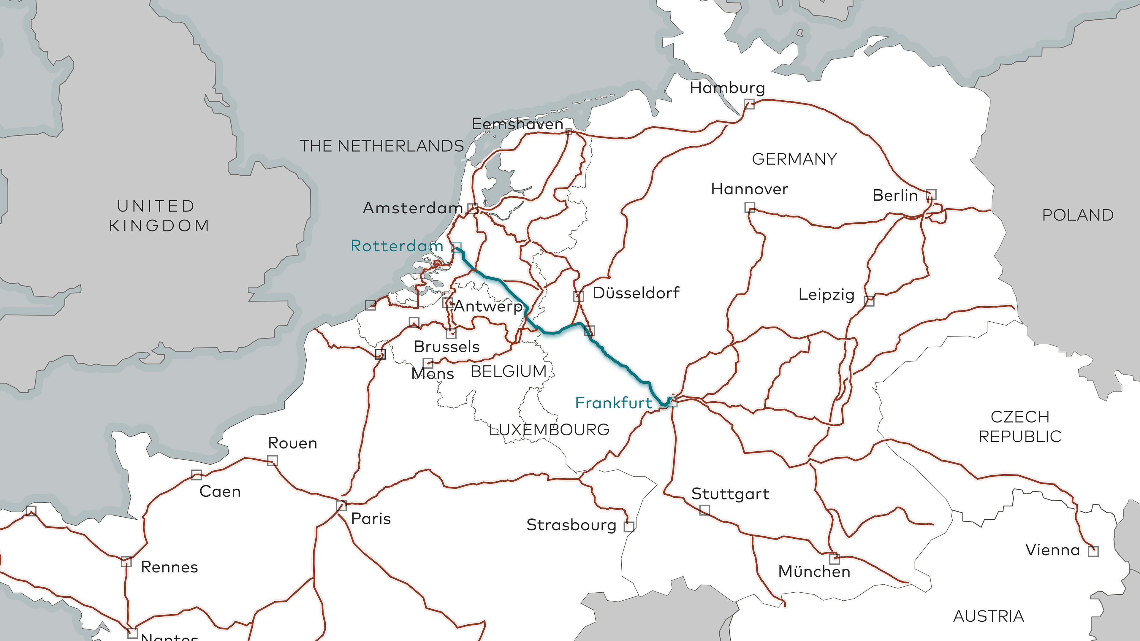Eurofiber route Frankfurt - Rotterdam