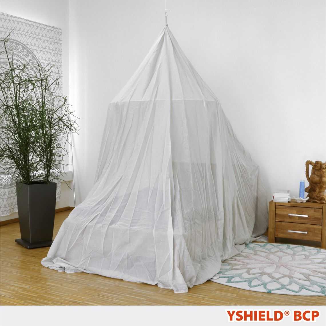 YSHIELD® BCP | Abschirmbaldachin | Pyramide | SILVER-COTTON | Miete 14 Tage