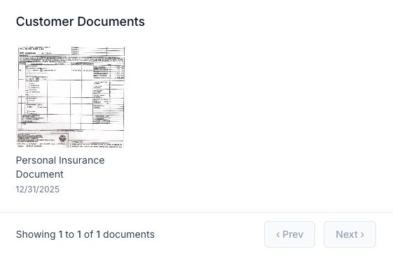 Customer documents management interface