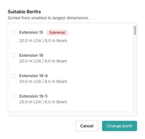Berth allocation management interface