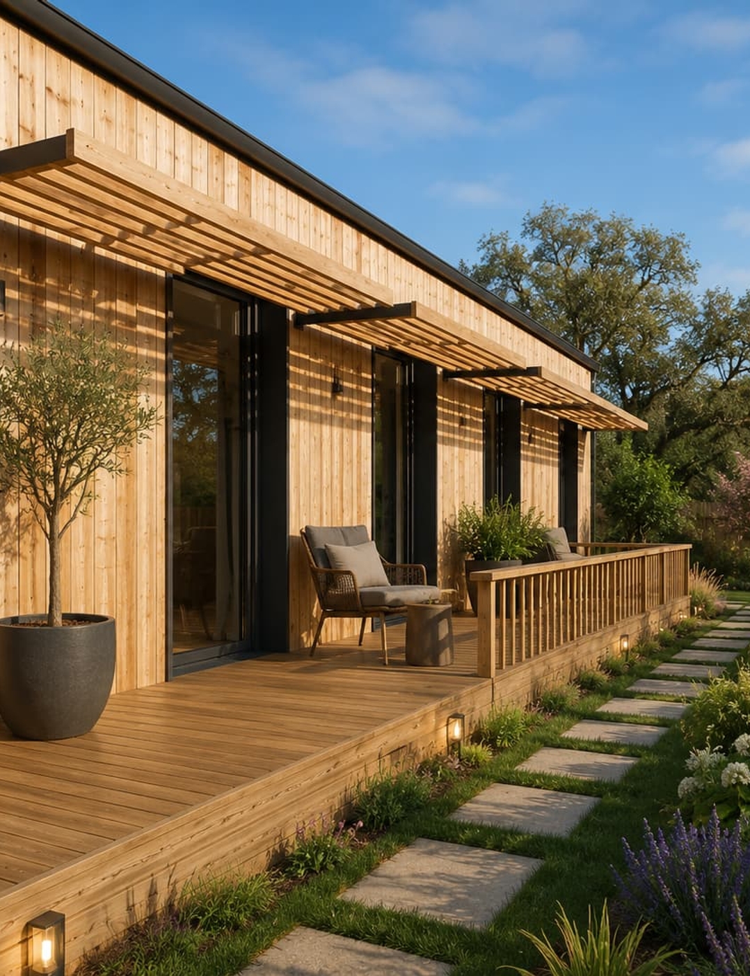 La Douglas, maison bois moderne vue de profil