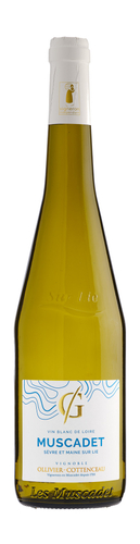 bottle of dry white wine muscadet domaine de la grenaudiere