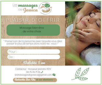 Bon cadeau des massages de Jessica