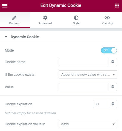 Dynamic Cookie Elementor Widget