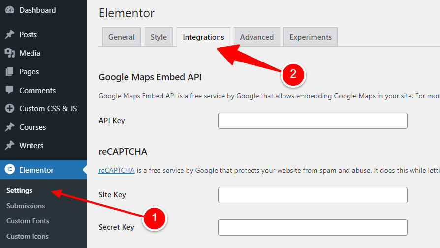 Elementor Integrations for reCaptcha, Mailchimp and Font Awesome