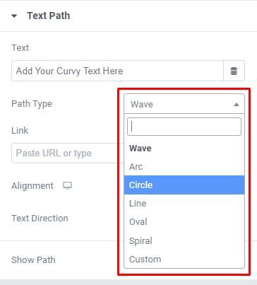 Elementor Text Path Widget