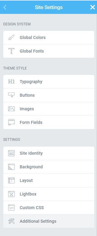 Site Wide Global Settings Elementor