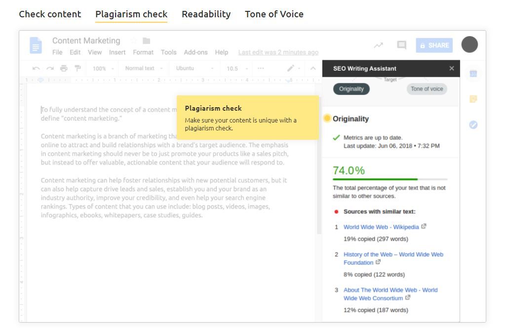 semrush plagiarism checker