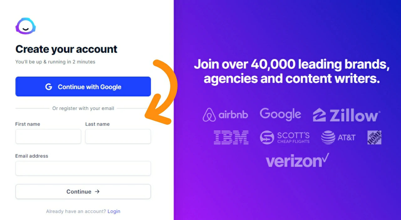 Jasper free trial registration page