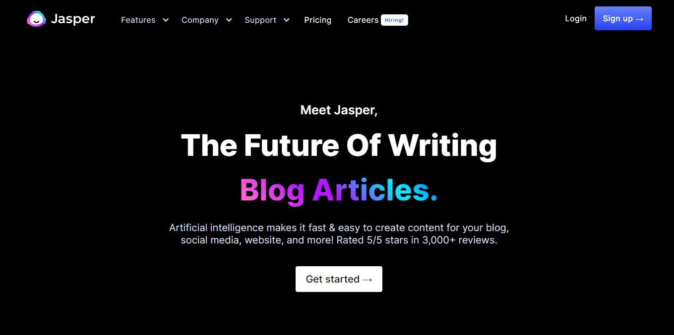 Jasper Website Hero