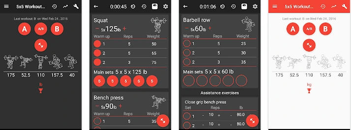 Best Fitness And Bodybuilding 5x5 Workout Logger