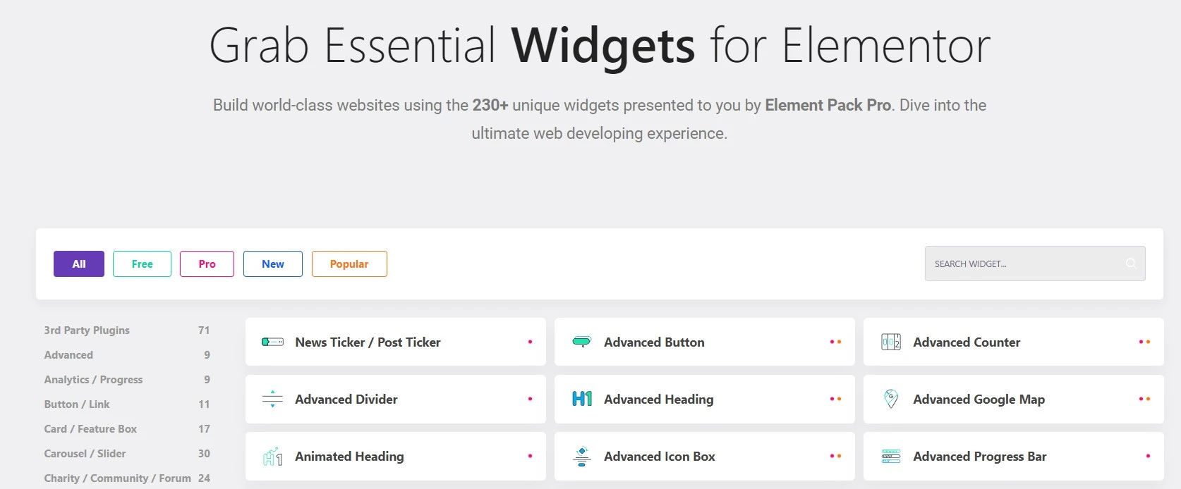 Pro Element Pack Widgets