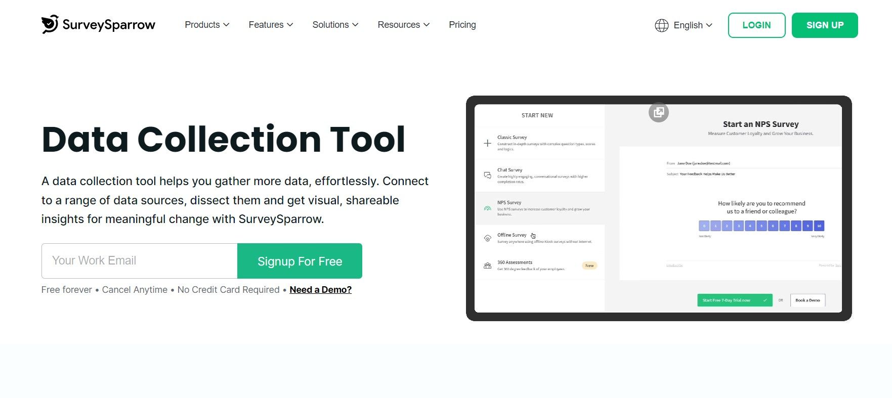 Surveysparrow Data Collection Tool