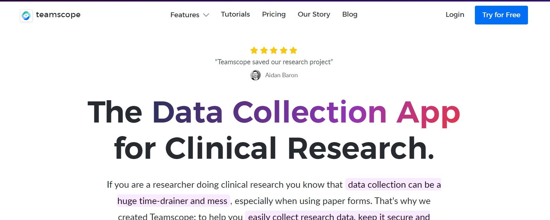 Teamscope data collection tool