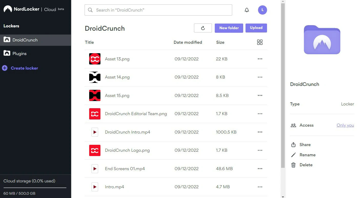 NordLocker App Interface