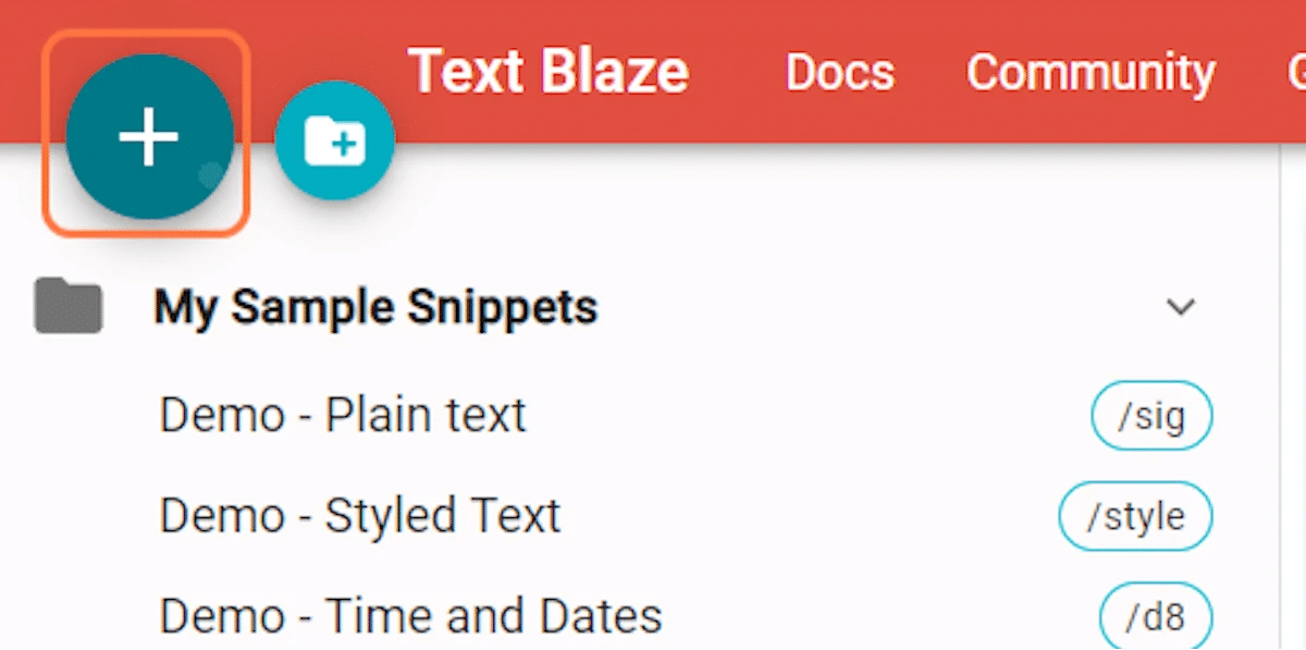 Create a new Snippet in Text Blaze