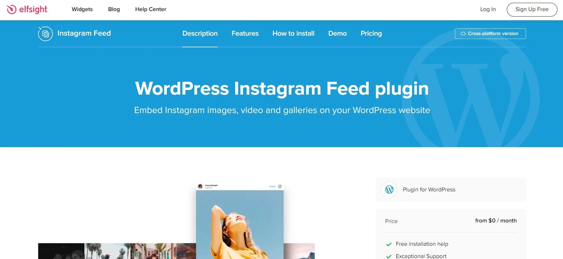 Elfsight instagram feed plugin