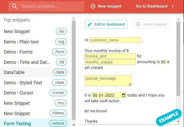 Manage Text Blaze Snippets from Browser Extension
