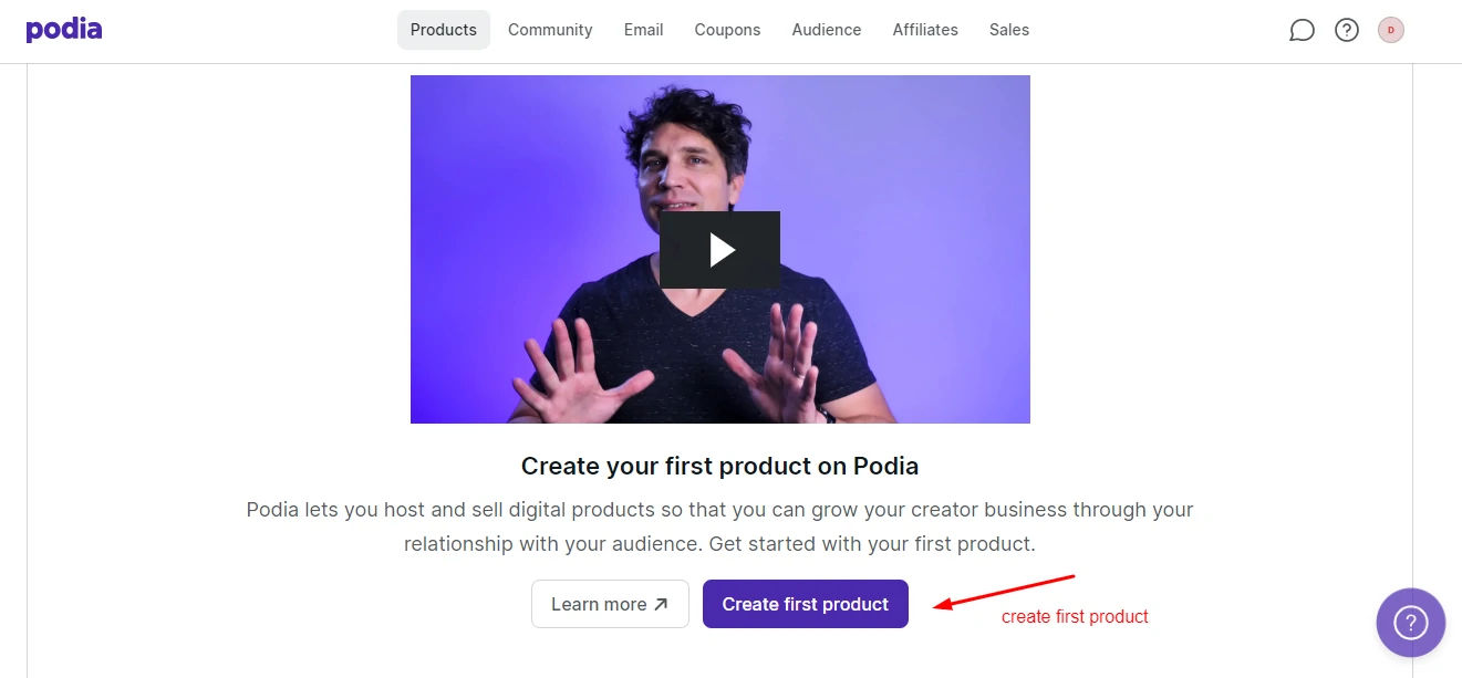 Podia Create First Product