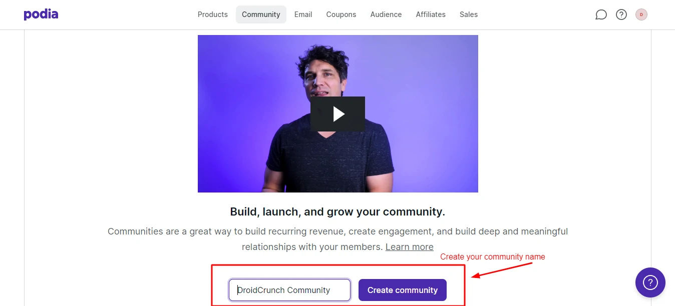 Podia Create Your Community Name