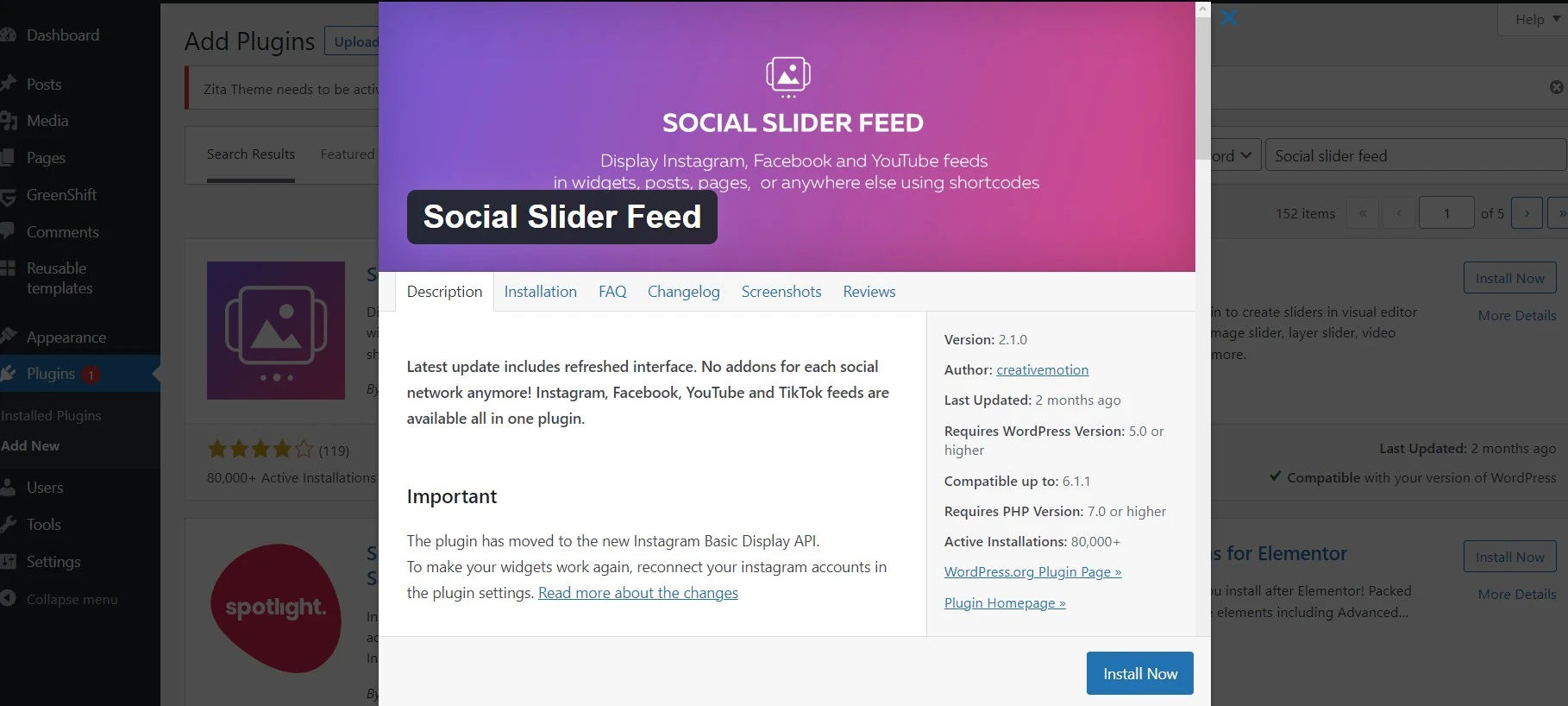 Social slider feed intagram plugin for wordpress