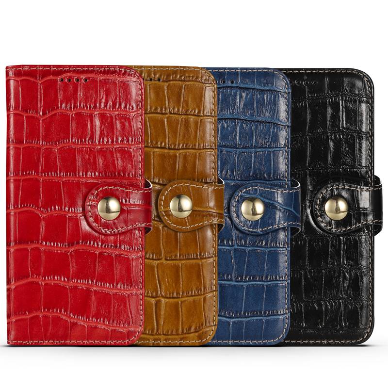 Genuine Leather Card Holder iPhone 12 Pro Max Case Crocodile Pattern