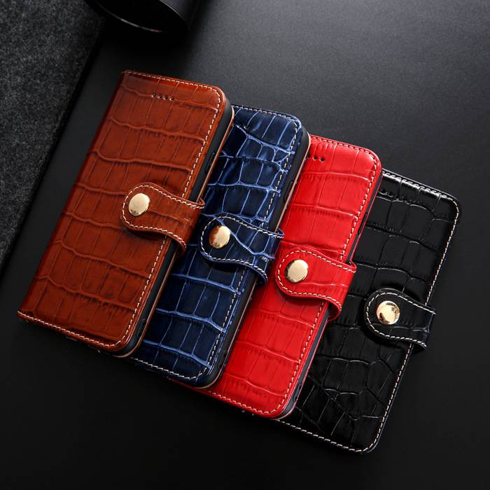 Genuine Leather Card Holder iPhone XS Max Case Crocodile Pattern