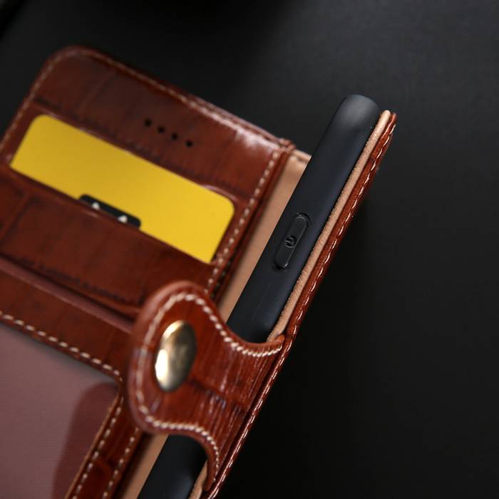 Genuine Leather Card Holder iPhone XS Max Case Crocodile Pattern