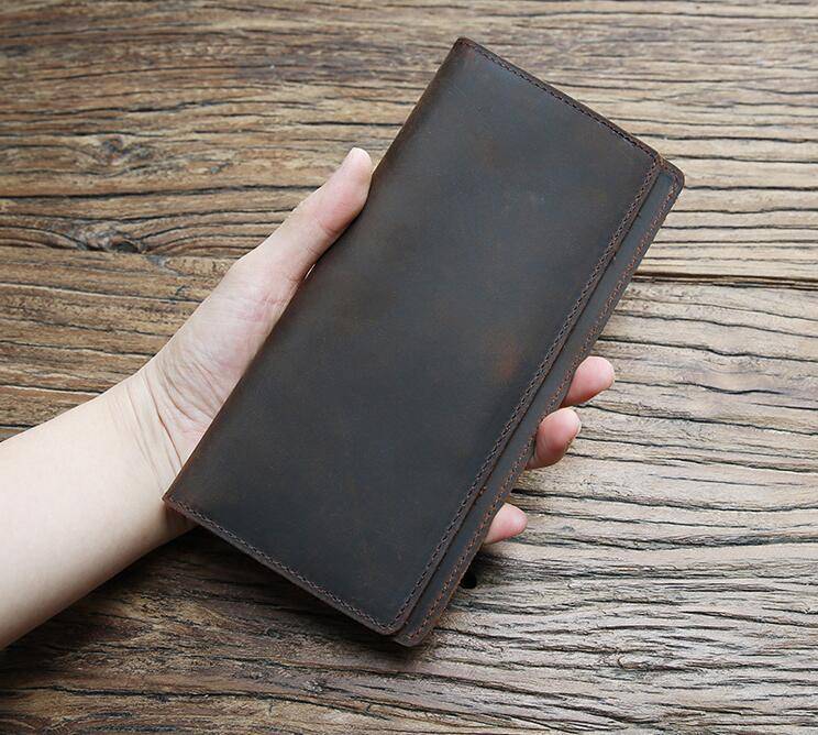 Genuine Leather Long Wallet Purse for Men