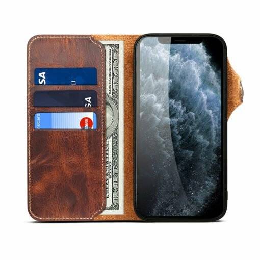 Genuine Leather Wallet Flip Case for iPhone 11 12 Pro Max XS 7 8 Plus