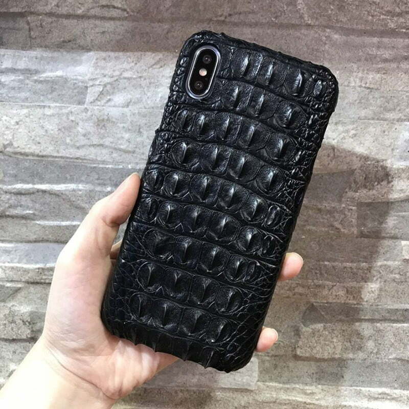 iPhone 15 Pro Max Phone Case, Calf Leather, Crocodile Texture