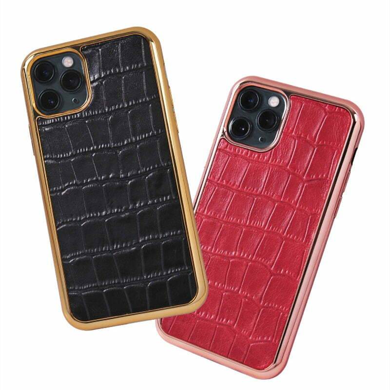 iPhone 15 Pro Max Phone Case, Calf Leather, Crocodile Texture