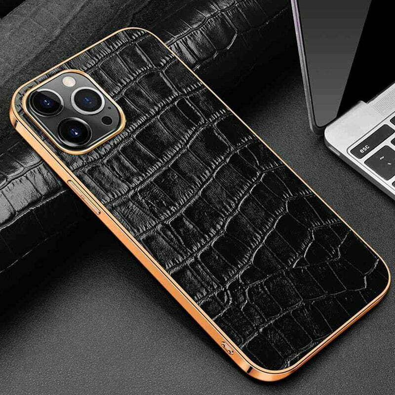 elegant python leather folio case iPhone 15 Pro Max gold