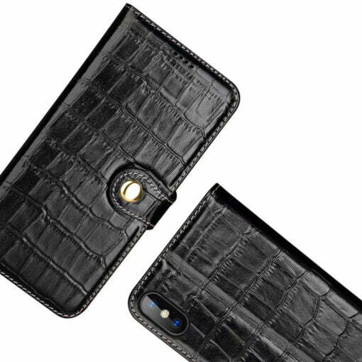 Genuine Leather Card Holder iPhone 16 Pro Max Case Crocodile Texture Pattern - Image 6