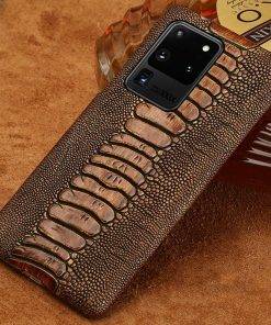 Genuine Leather Ostrich Leg Skin Pattern Case for Samsung Galaxy S21 Ultra S20