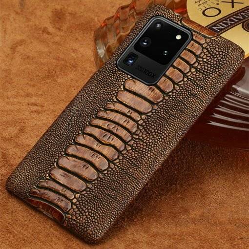 Genuine Leather Ostrich Leg Skin Pattern Case for Samsung Galaxy S21 Ultra S20