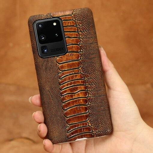 Genuine Leather Ostrich Leg Skin Pattern Case for Samsung Galaxy S24 Ultra S23 - Image 2