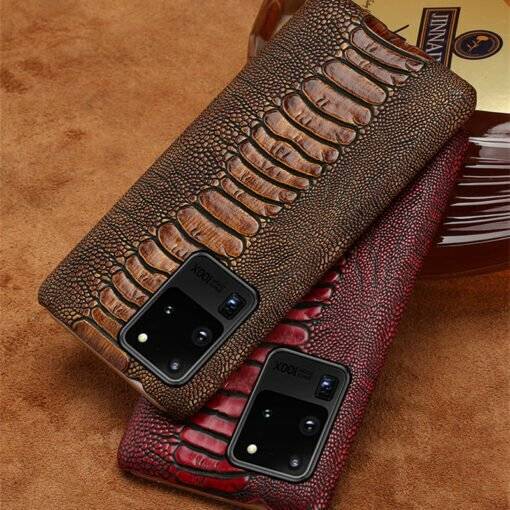 Genuine Leather Ostrich Leg Skin Pattern Case for Samsung Galaxy S24 Ultra S23 - Image 3