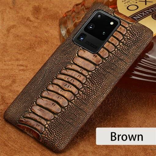 Genuine Leather Ostrich Leg Skin Pattern Case for Samsung Galaxy S24 Ultra S23 - Image 6