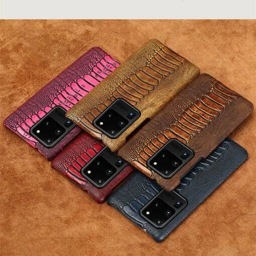 Genuine Leather Ostrich Leg Skin Pattern Case for Samsung Galaxy S21 Ultra S20