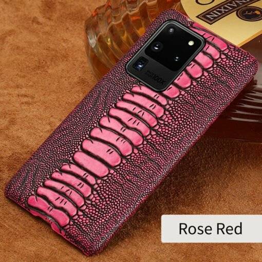 Genuine Leather Ostrich Leg Skin Pattern Case for Samsung Galaxy S24 Ultra S23 - Image 7