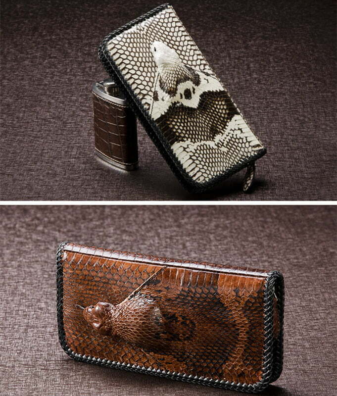 FREE SHIPPING Genuine Python Snakeskin Leather Mens Bifold Wallet