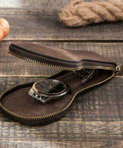 Genuine Leather Watch Travel Case