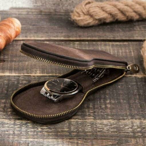 Genuine Leather Watch Travel Case