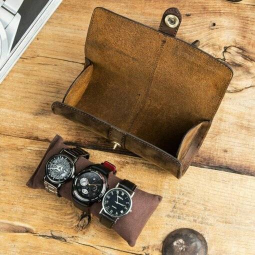 Watch Roll Display Box Leather Travel Case