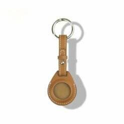 Leather Airtag Key Ring Brown