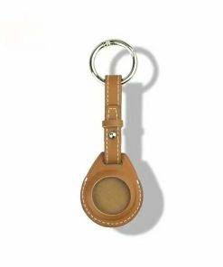 Leather Airtag Key Ring Brown